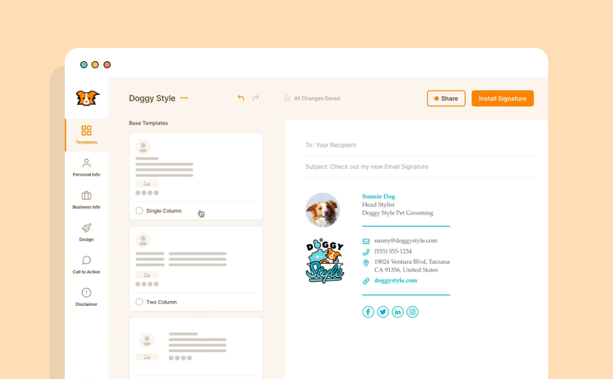 drag and drop email sign builder