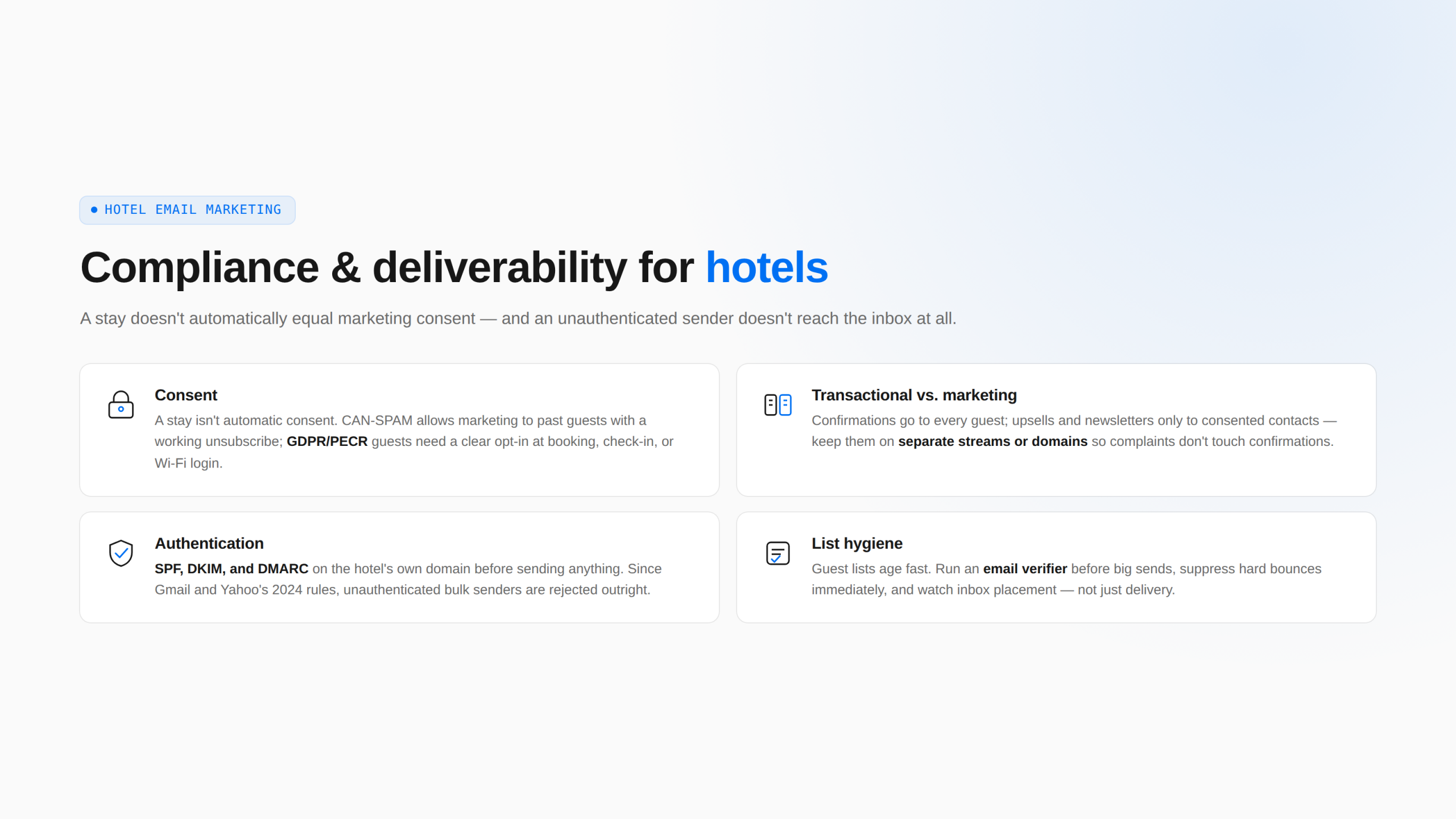 Compliance and Deliverability for Hotels