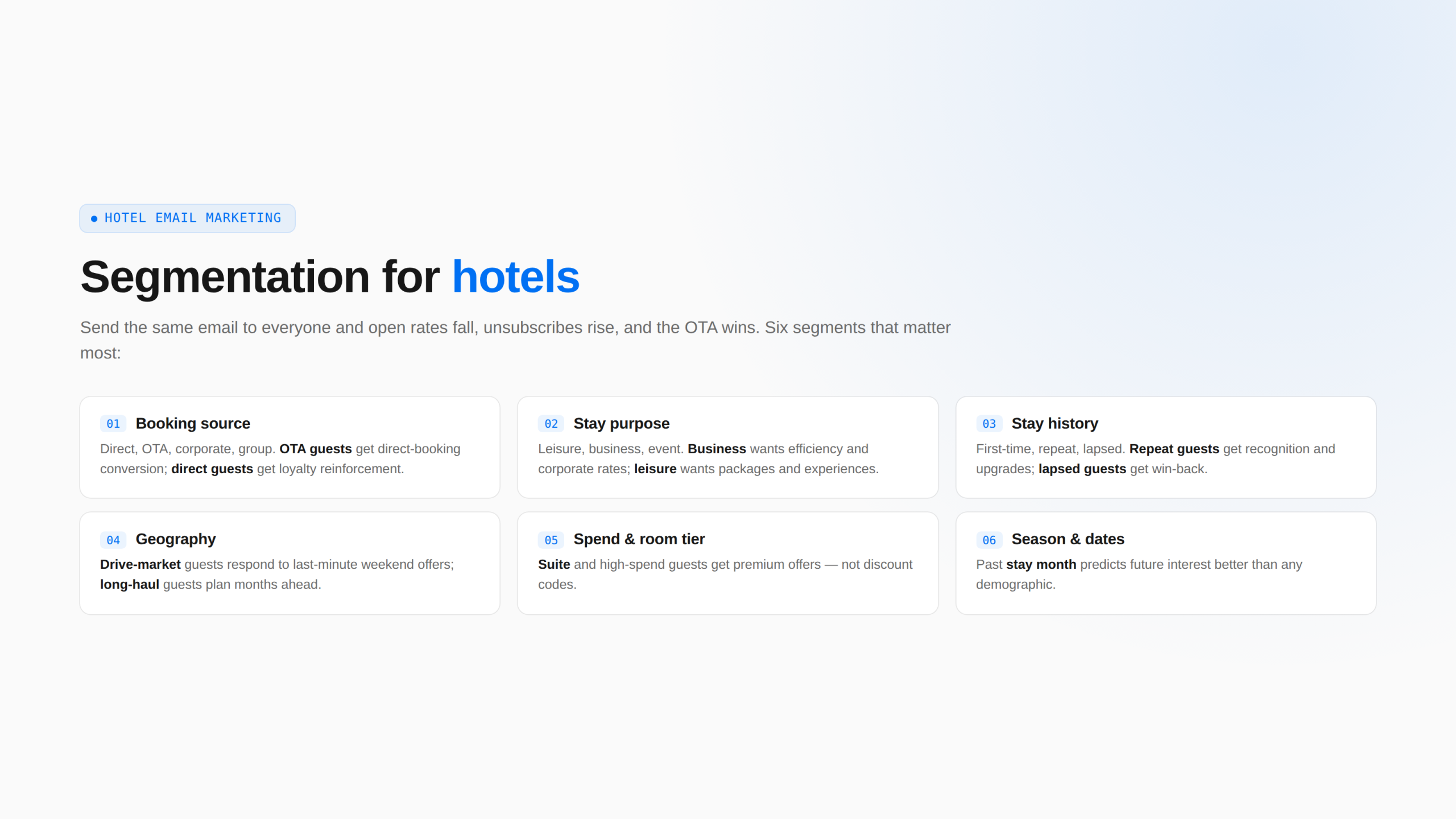 Segmentation for Hotels