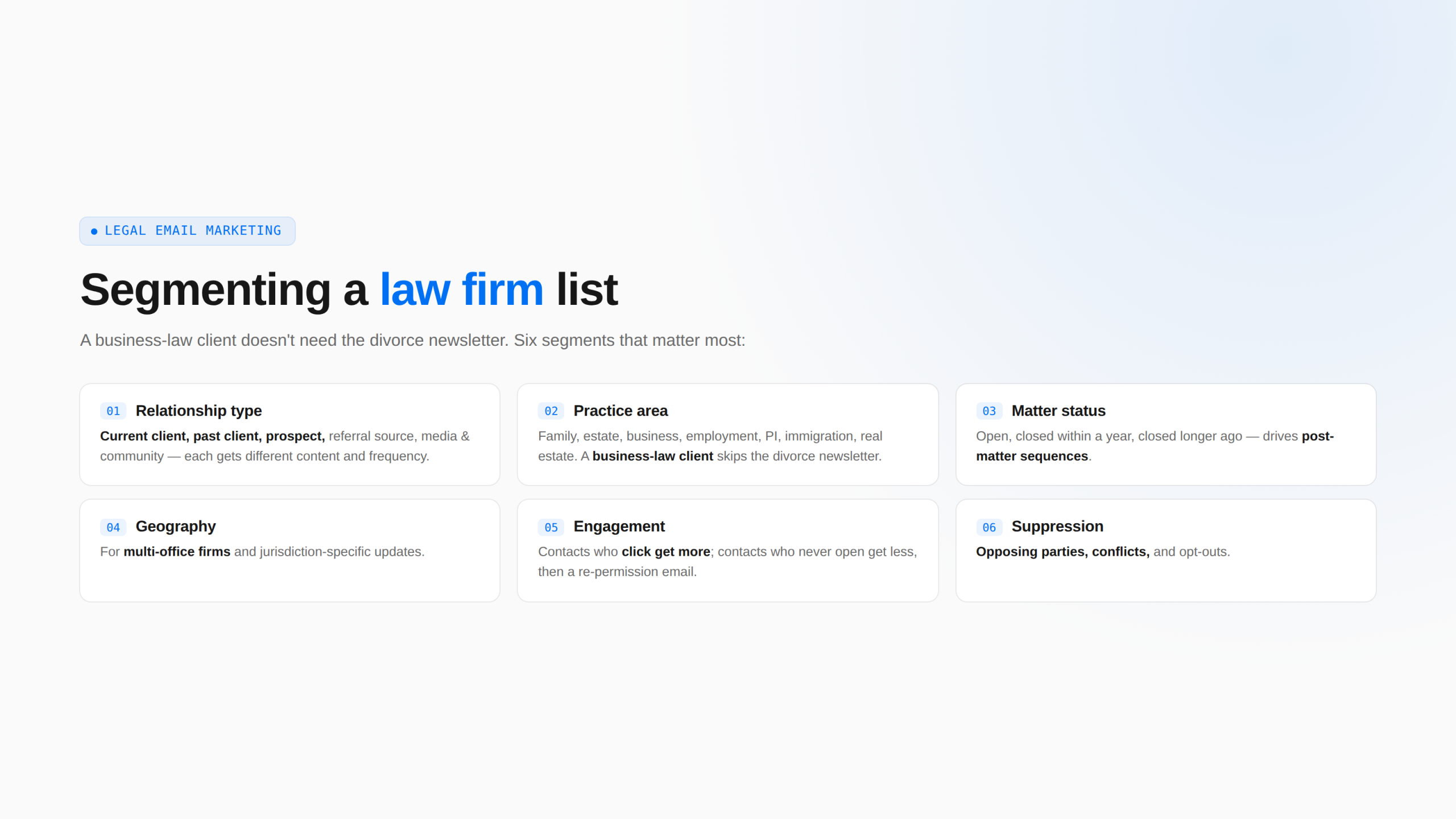 Segmenting a Law Firm List