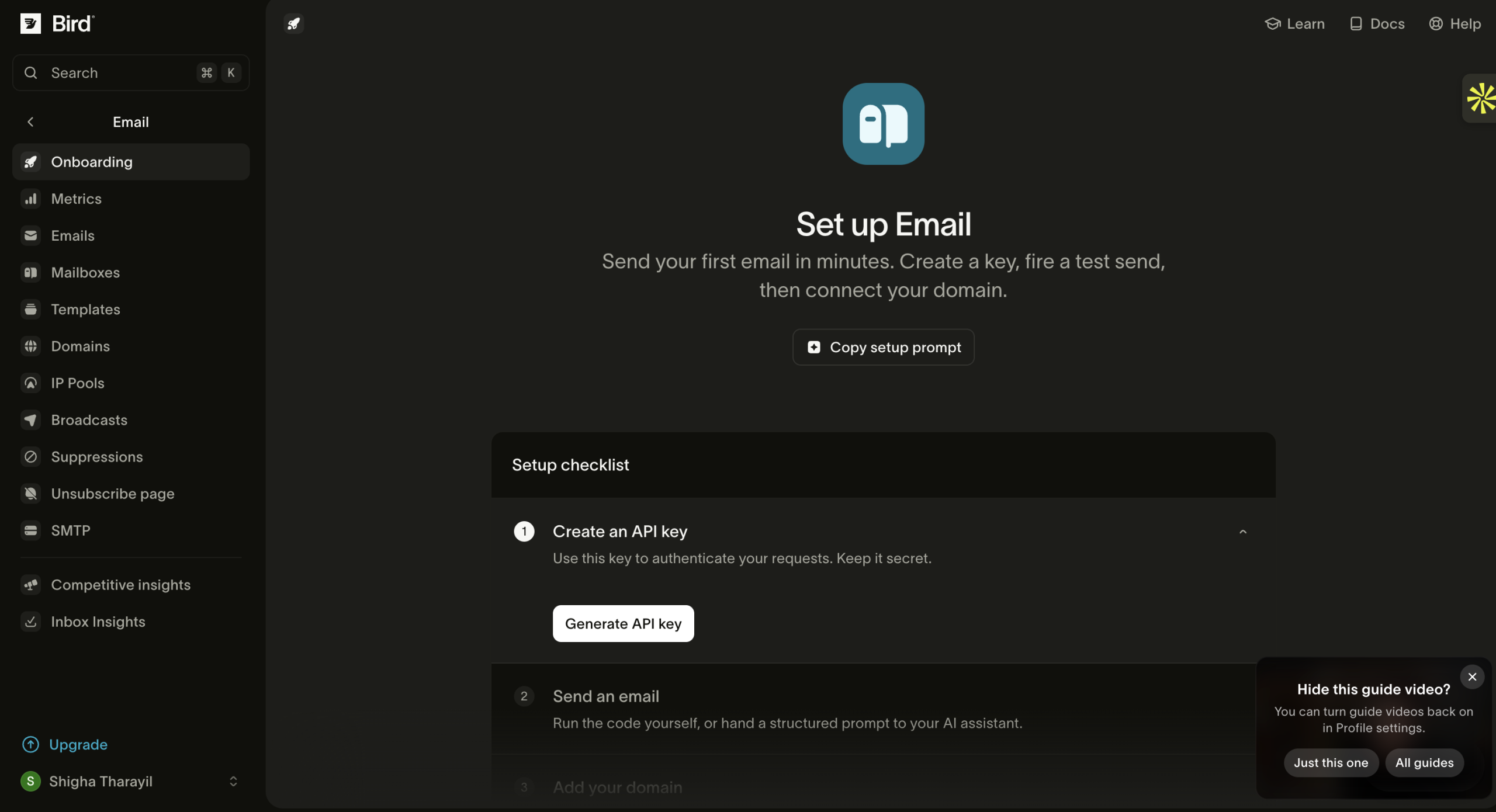 Bird email api