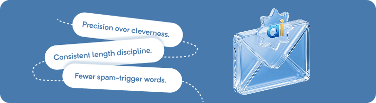 Precision over cleverness, consistent length discipline, fewer spam-trigger words