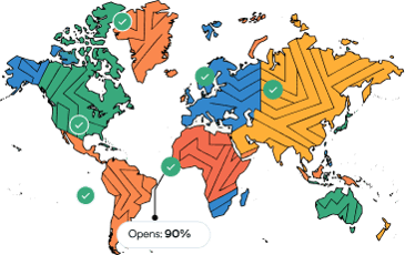 Deliver by timezone world map