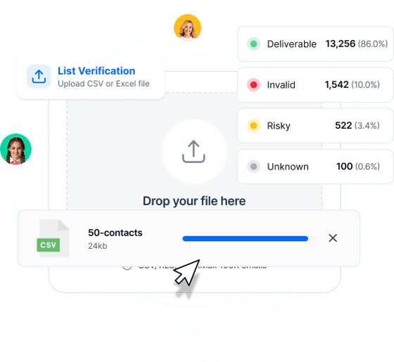 Bulk email list verification with CSV upload